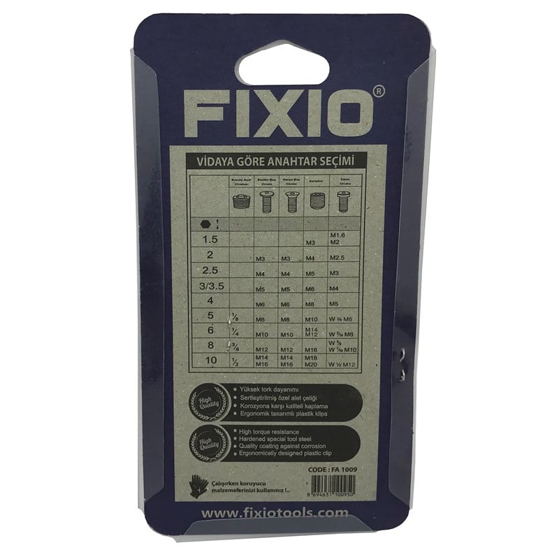 El Alet ÇeşitleriFixioAlyan Anahtar Takımı 9 Parça / FA1009