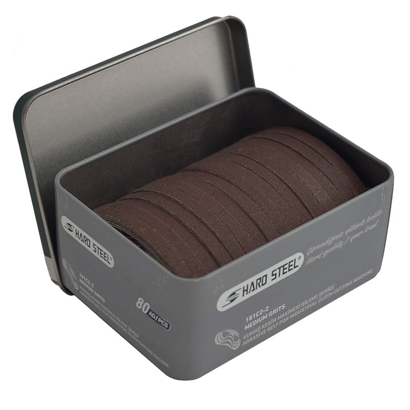 Kesimhane Parça ÇeşitleriHard SteelDik Kumaş Kesim Motoru Bileme Şerit (Medium) Metal Kutu / 181C2-2 80 Adet