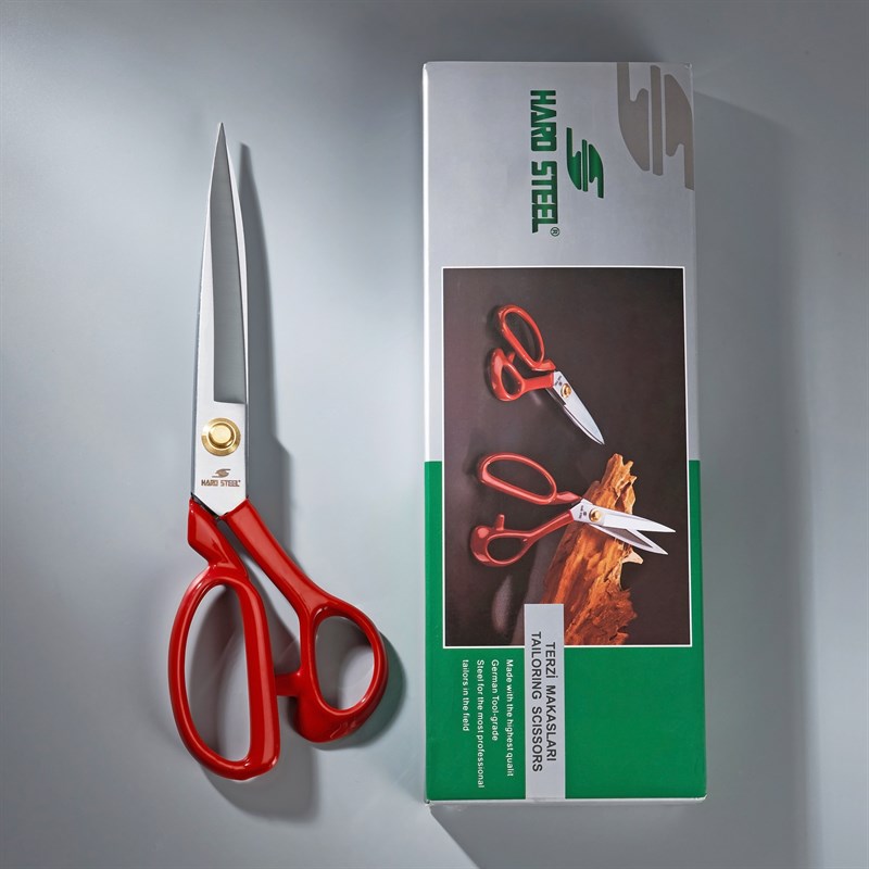 Makas ÇeşitleriHard SteelKırmızı Saplı Paslanmaz Çelik Somunlu 9inç Makas /  HS-1094 (9