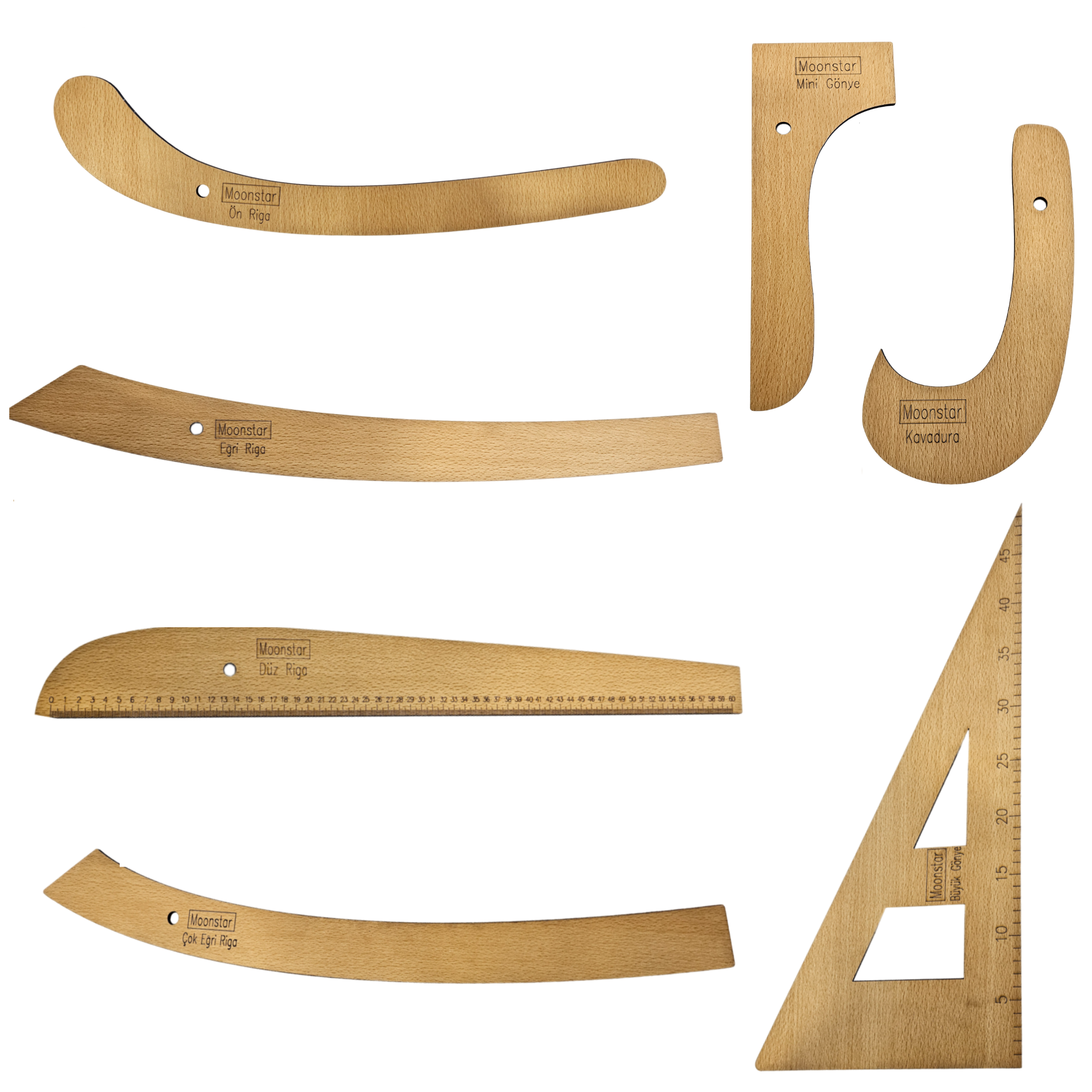 Cetvel ÇeşitleriMoonstarAhşap Riga Cetvel Takım (7 Parça)