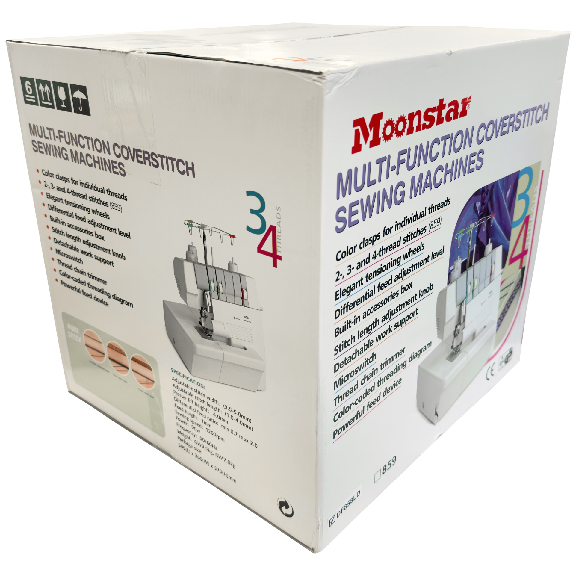 Ev Tipi Dikiş MakineleriMoonstarEv Tipi 3 İp Reçme Dikiş Makinesi / DF858LD