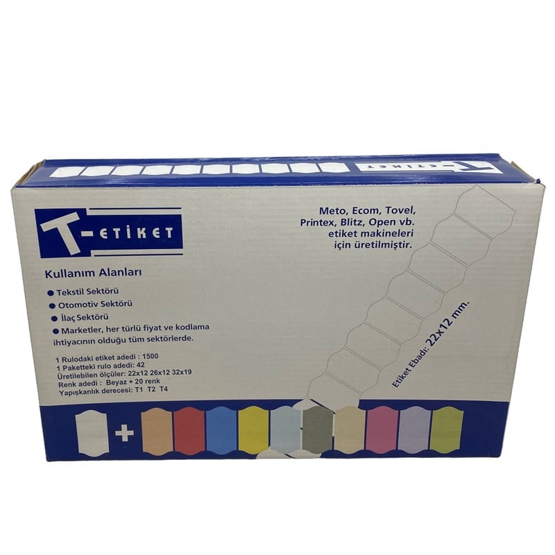 Etiket ÇeşitleriT-EtiketEtiketleme Makinesi T7 Beyaz Etiket / 22x12 42 Rulo