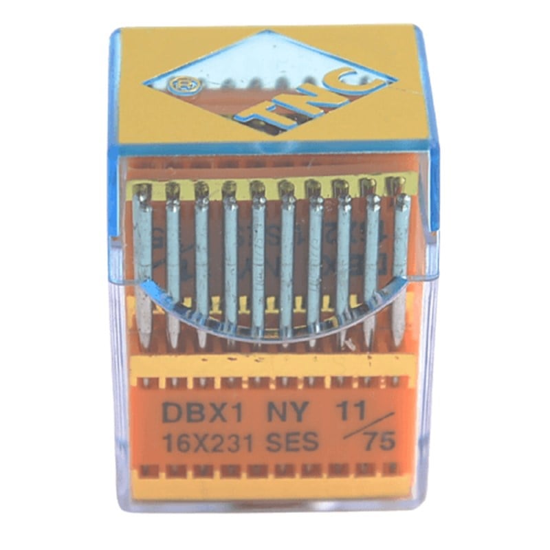 Düz Dikiş İğnesiTNCDüz Makine İnce Dip Yanmaz Dikiş İğnesi / DBX1 SES PVD 11/75 100ADET