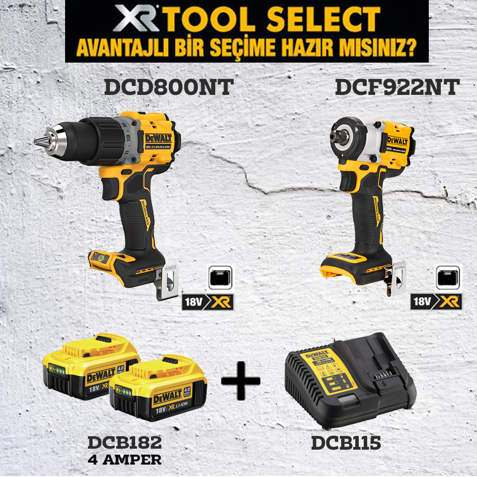 Dewalt DCD800NT Şarjlı Darbeli Vidalama ve DCF922NT Şarjlı Somun Sıkma