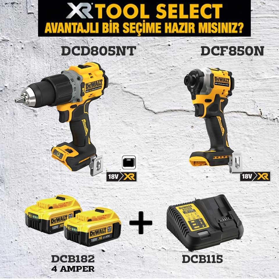 Dewalt DCD805NT Şarjlı Darbeli Vidalama ve DCF850N Şarjlı Darbeli Tornavida