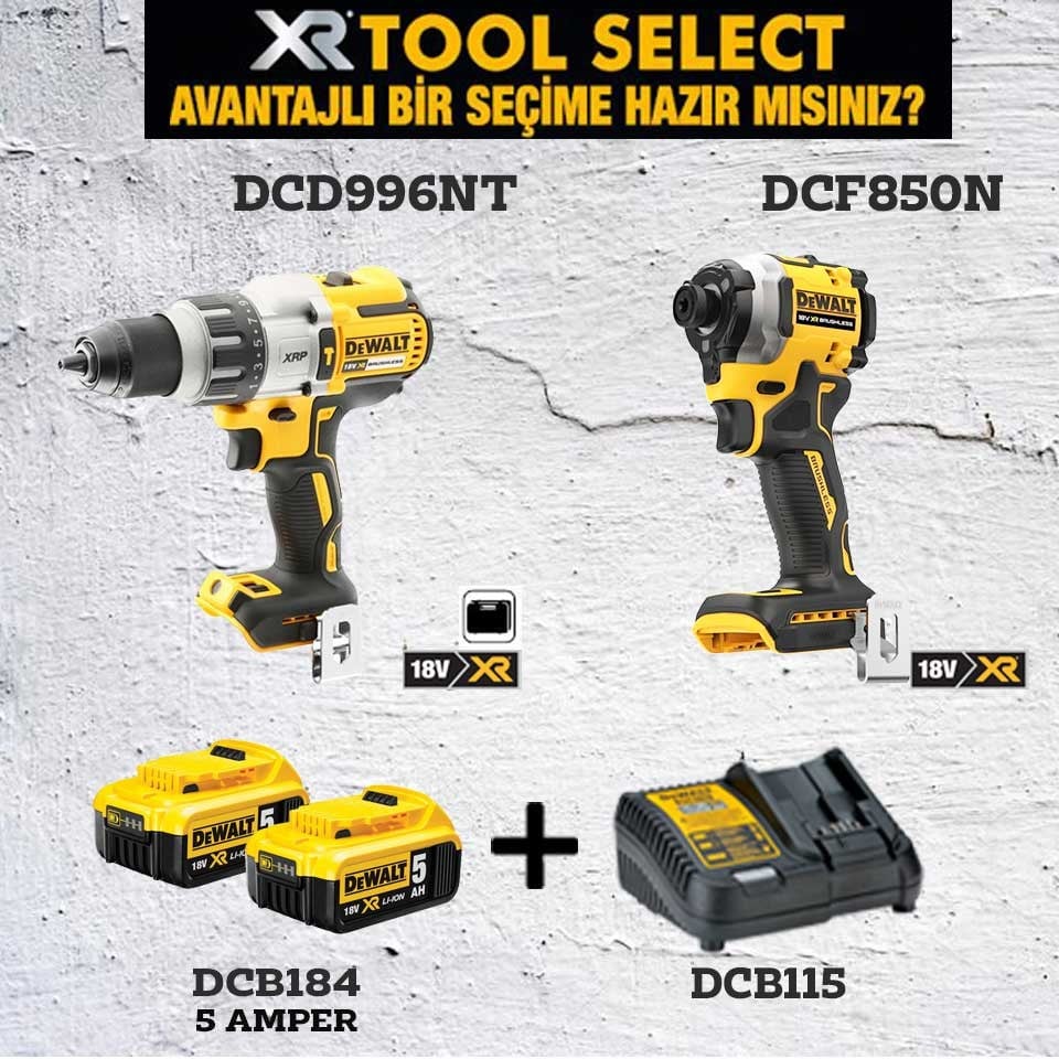 Dewalt DCD996NT Şarjlı Darbeli Vidalama ve DCF850N Şarjlı Darbeli Tornavida