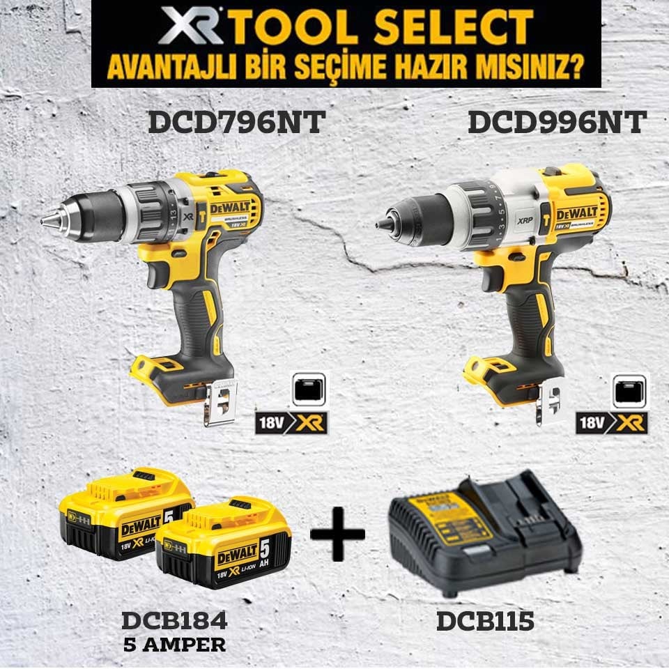 Dewalt DCD996NT Şarjlı Darbeli Vidalama Ve DCD796NT Şarjlı Darbeli Vidalama