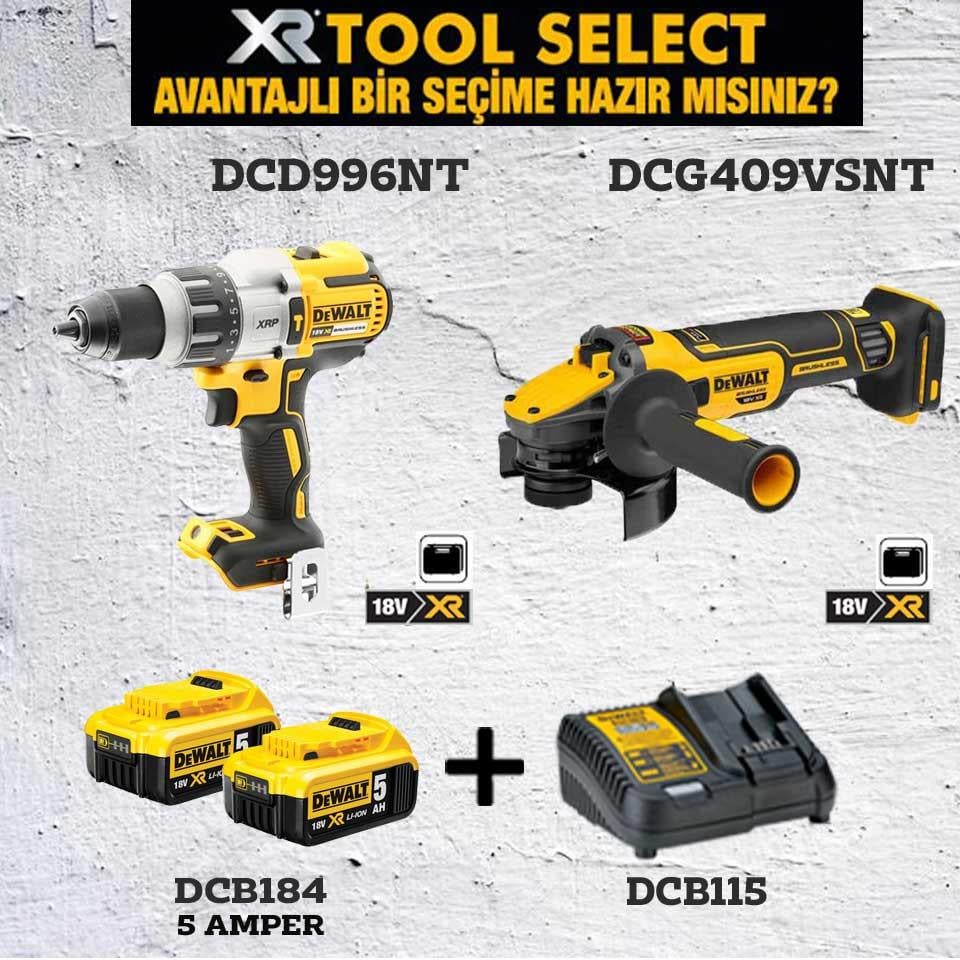 Dewalt DCG409VSNT Şarjlı Avuç Taşlama ve DCD996NT Şarjlı Darbeli Vidalama