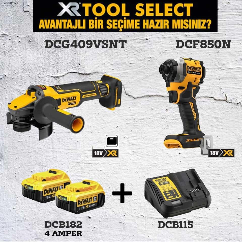 Dewalt DCG409VSNT Şarjlı Avuç Taşlama Ve DCF850N Şarjlı Darbeli Tornavida