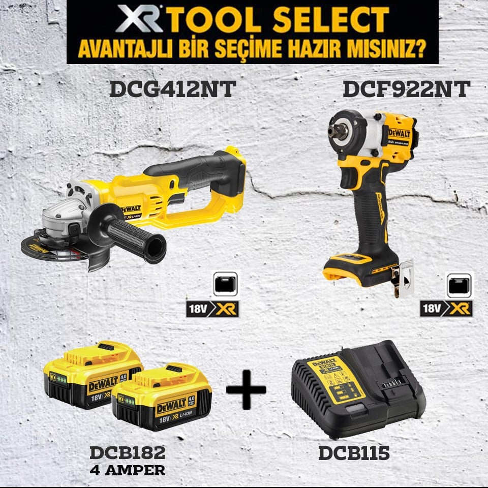 Dewalt DCG412NT Şarjlı Avuç Taşlama Ve DCF922NT Şarjlı Somun Sıkma