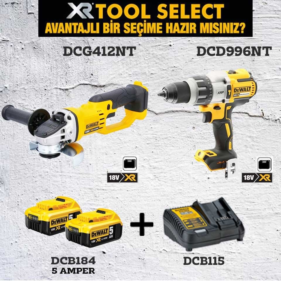 Dewalt DCG412NT Şarjlı Avuç Taşlama Ve DCD996NT Şarjlı Darbeli Vidalama