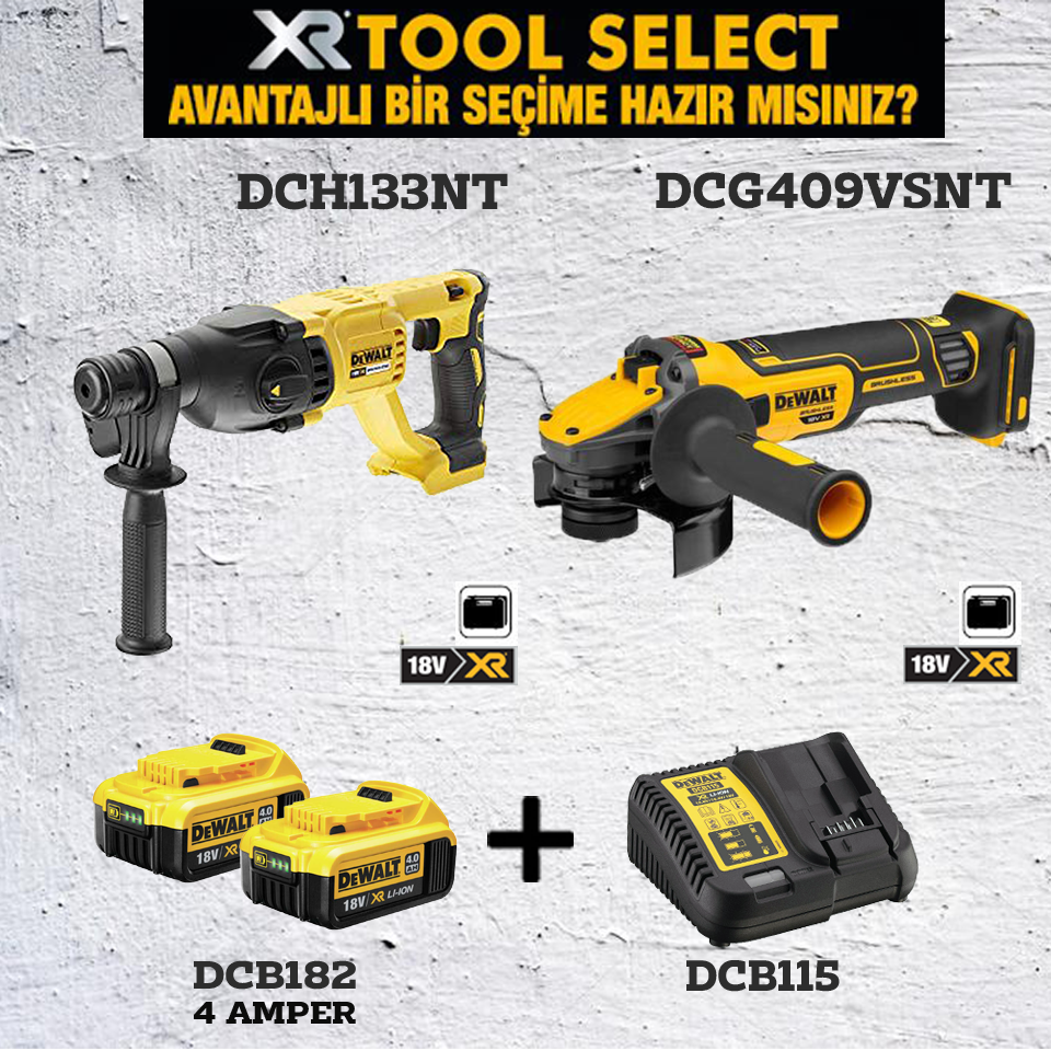 Dewalt Şarjlı DCH133NT Kırıcı Delici-DCG409VSNT Taşlama