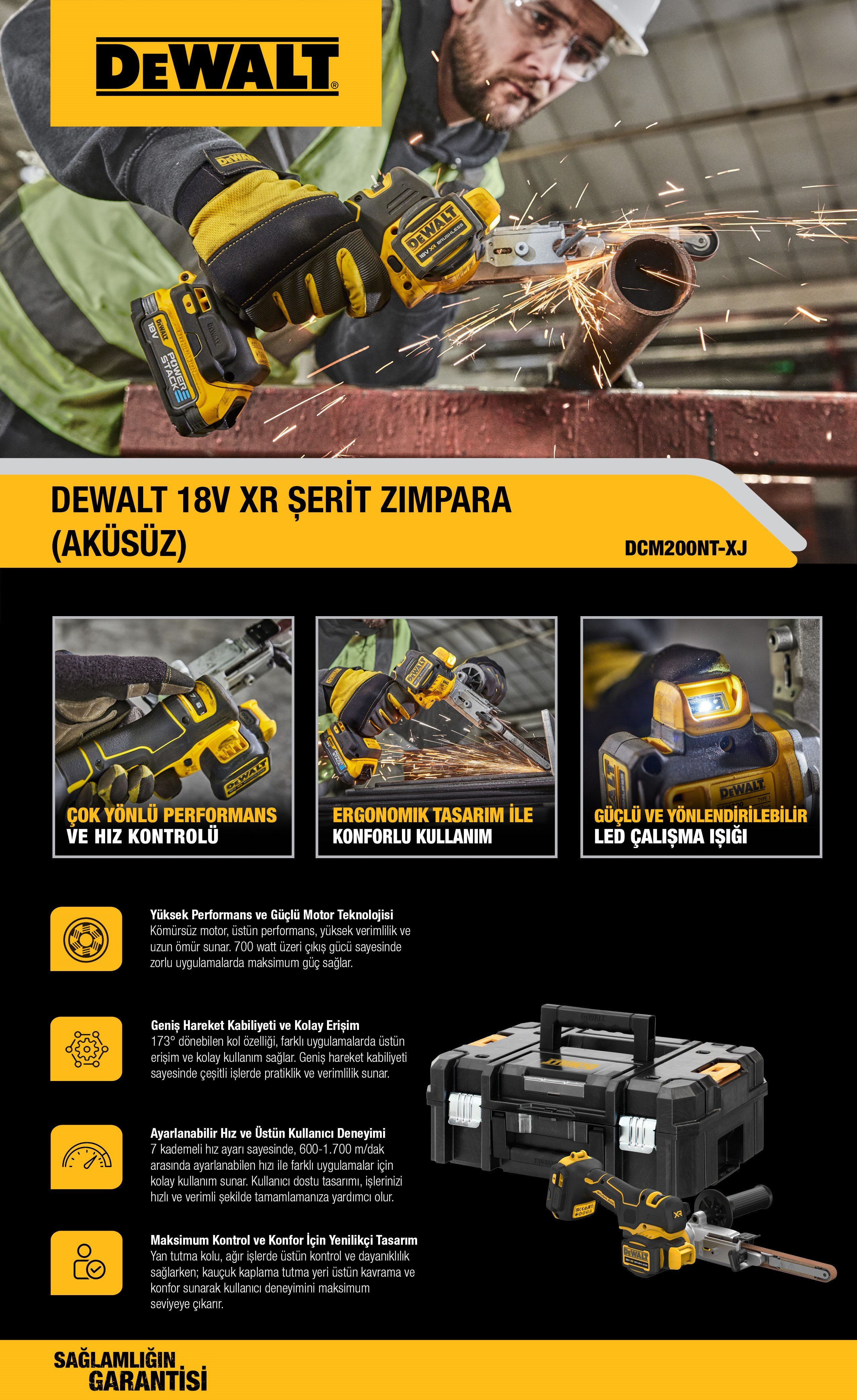 Dewalt DCM200NT Şarjlı Şerit Zımpara 18v Aküsüz | dewdepo