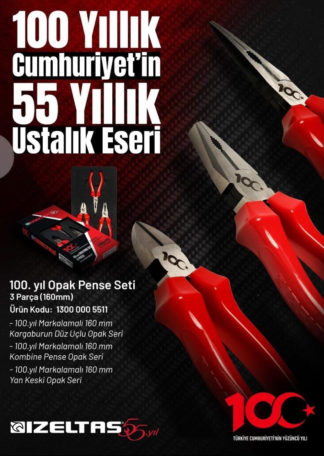 İzeltaş 100.Yıl Opak Pense Seti 3 Parça 13000005511