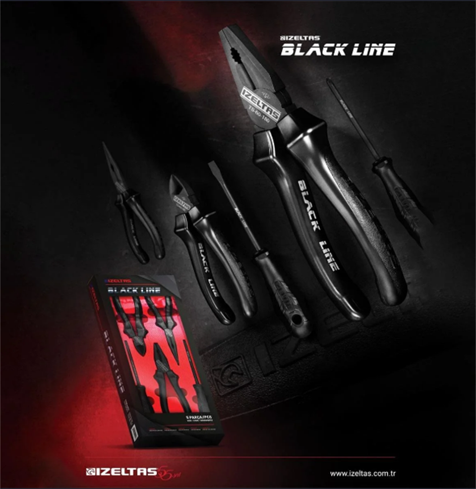 İzeltaş Black Line Pense Tornavida Seti 5 Parça 13000005133