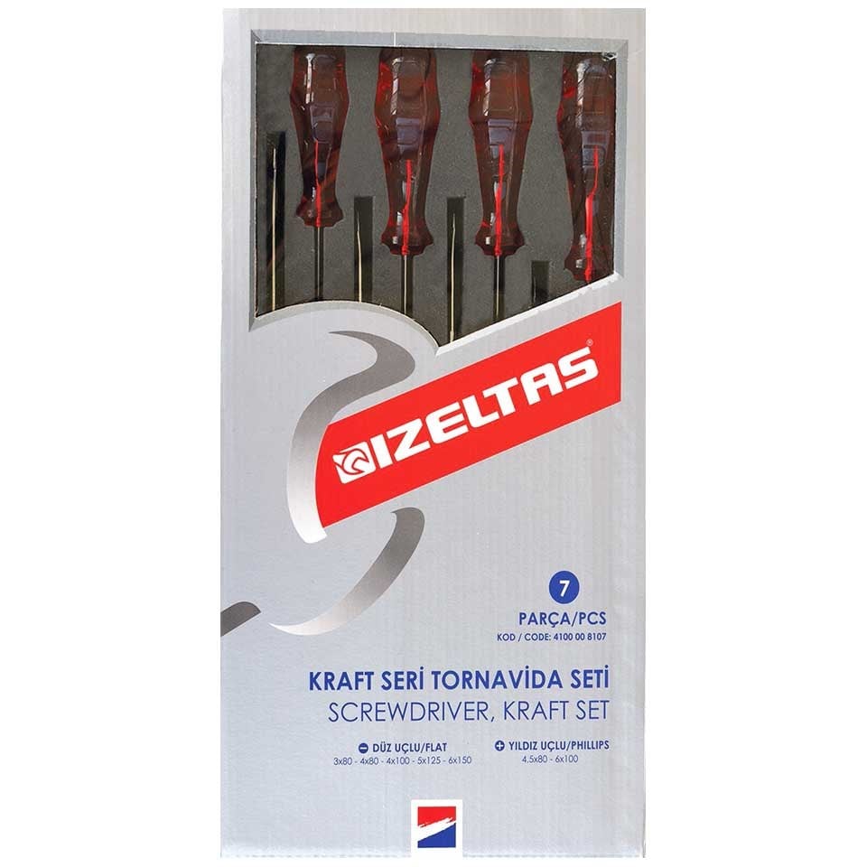 İzeltaş Tornavida Seti Kraft Seri 7 Parça