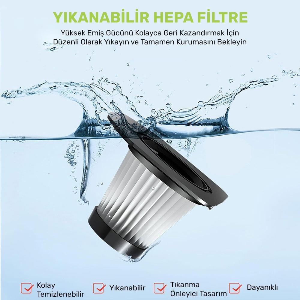 KOBB KBV12F 12V Araç Süpürgesi İçin Yedek HEPA Filtre 