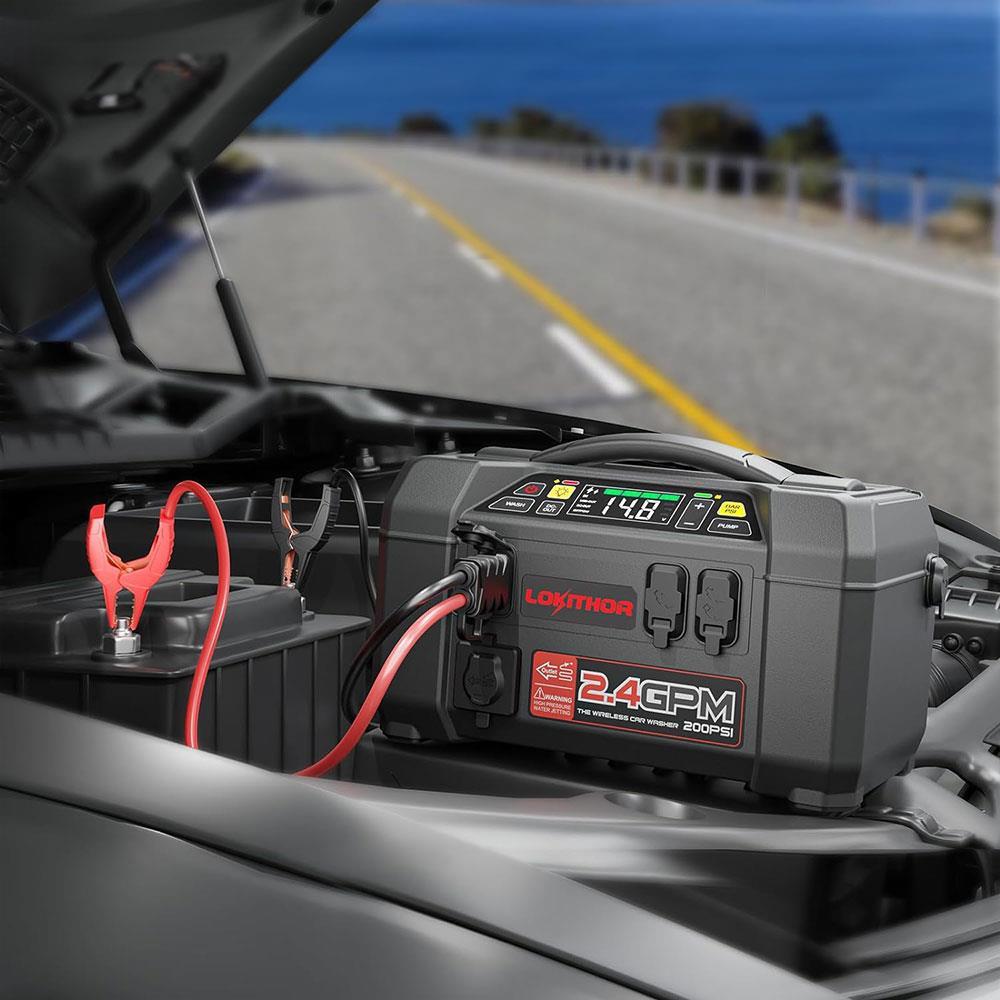 Lokithor AW401 12V 2500Amp Li-Polimer Akıllı Akü Takviye + Pompa + Basınçlı Yıkama + Powerbank + Led Lamba