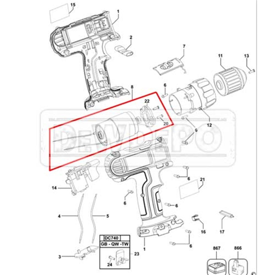 N014096 Dewalt DC733 14V DC Motor