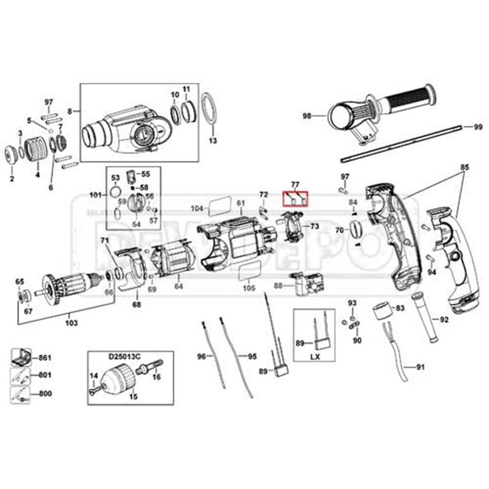 N090737 Dewalt D25013 Motor Kömürü | dewdepo.com