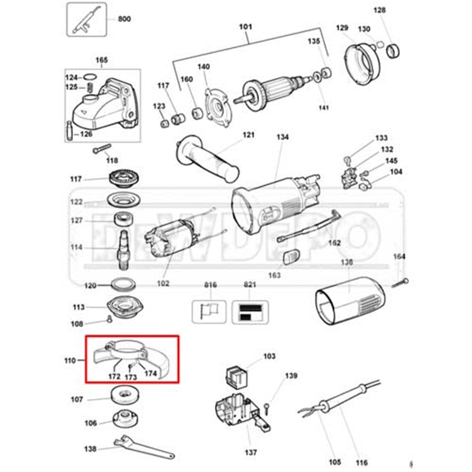 N309548 Dewalt DWE4016 Muhafaza | dewdepo