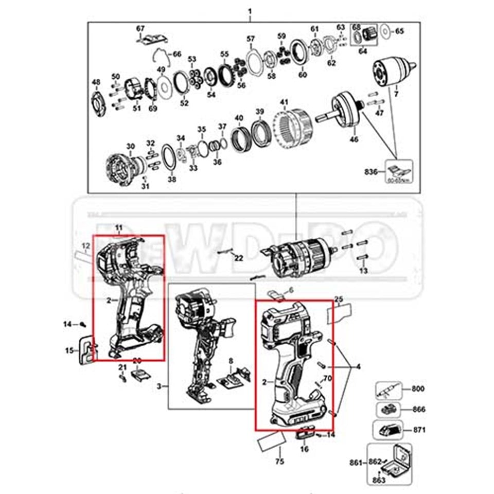 N415400 Dewalt DCD796 Gövde