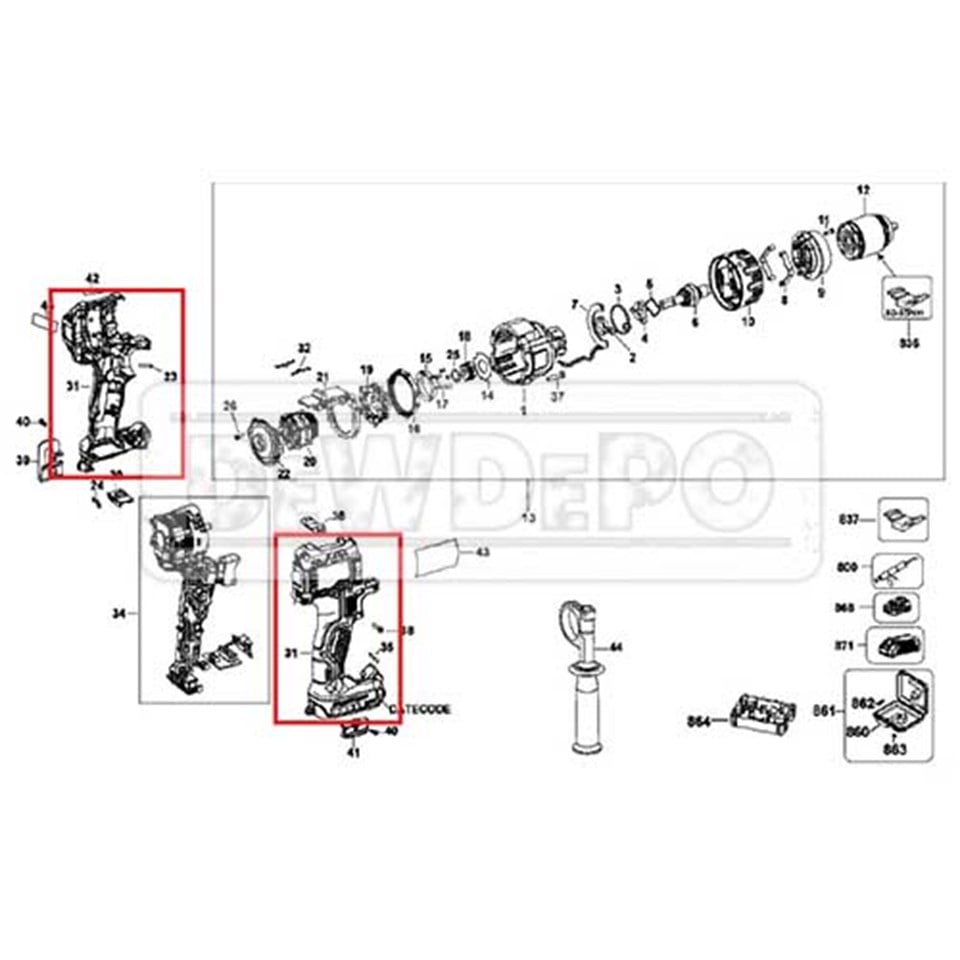N419324 Dewalt DCD996 Gövde