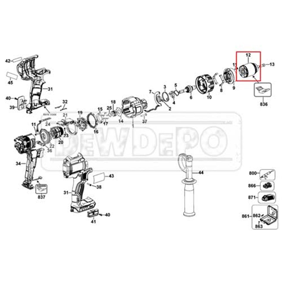 N454251 Dewalt DCD996 Mandren