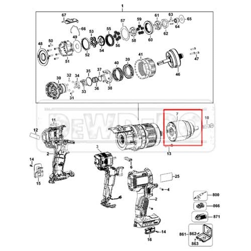 N485661 Dewalt DCD796 Mandren | dewdepo