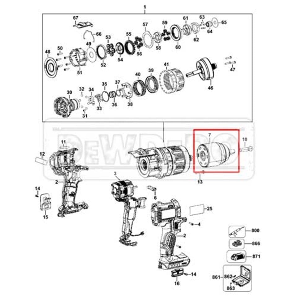 N485661 Dewalt DCD796 Mandren | dewdepo