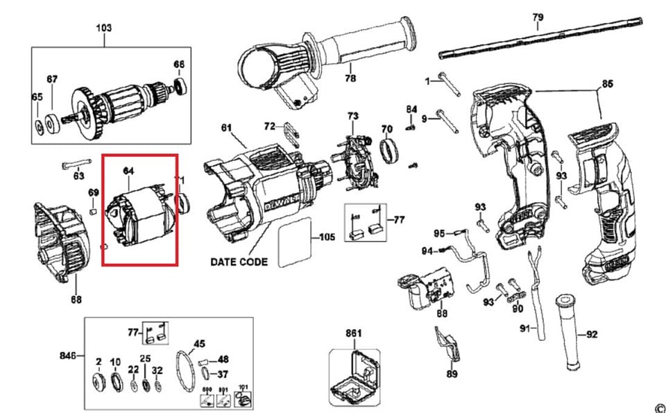 N489766 DEWALT D25133 YASTIk (ROTOR)