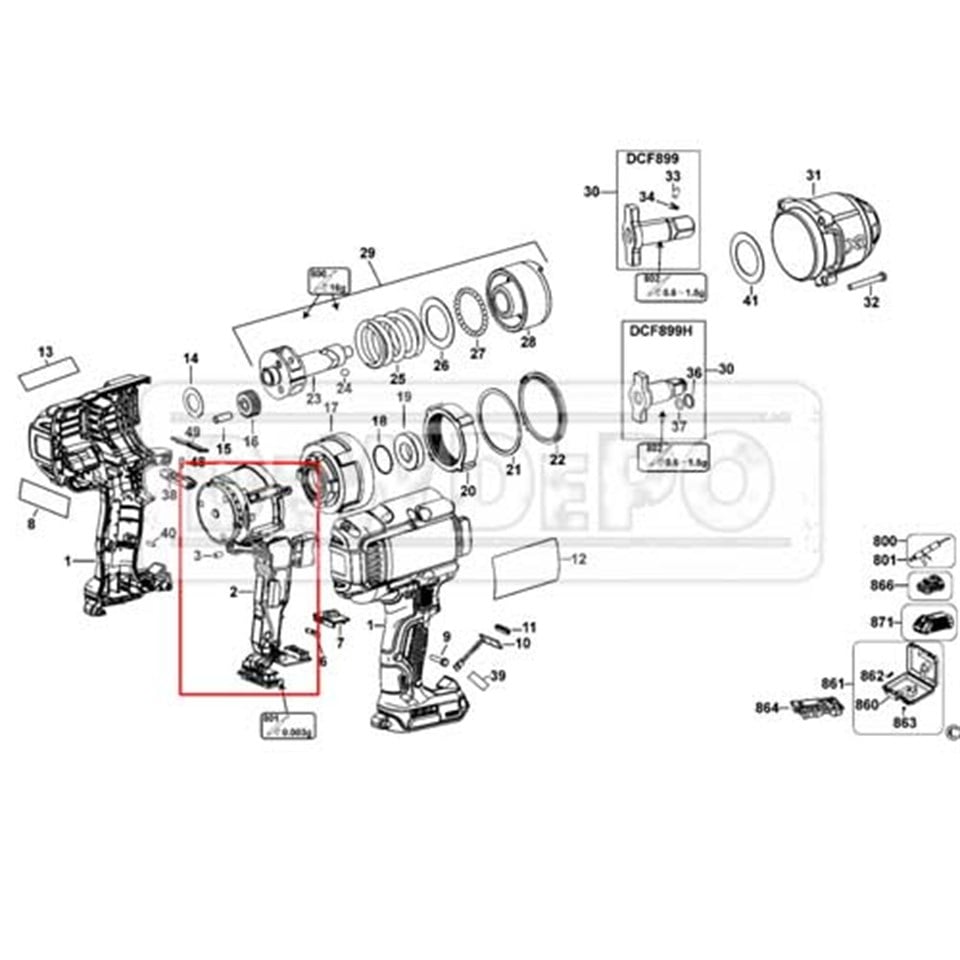 N578553 Dewalt DCF899 Motor Şalter Seti