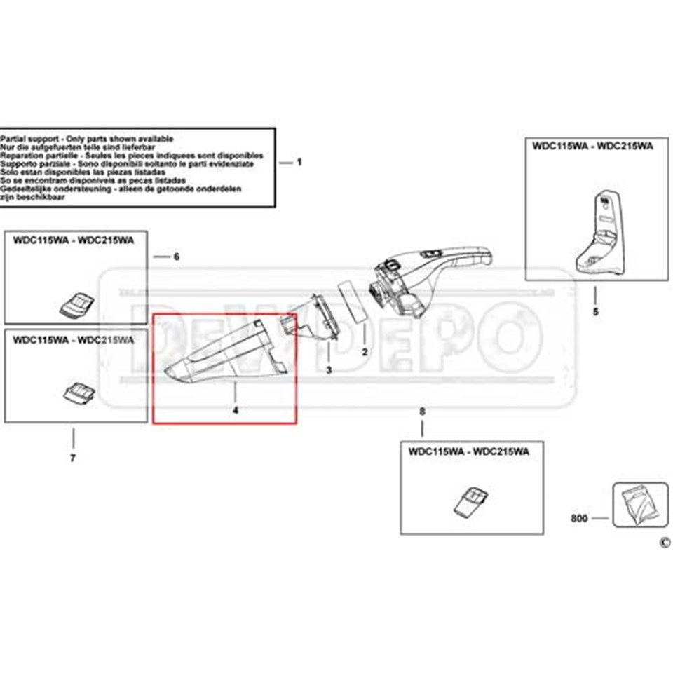 N640315 Black+Decker WDC215WA Gövde | dewdepo