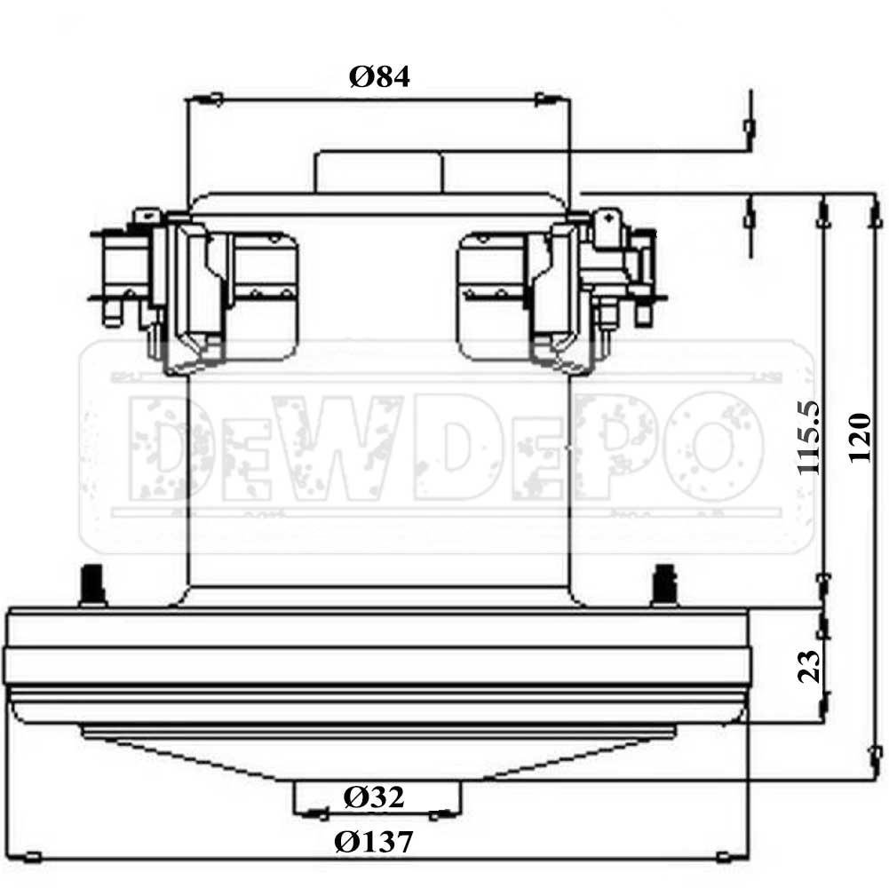 Süpürge Motoru SRV15 Çıkıntılı Taban 1400W