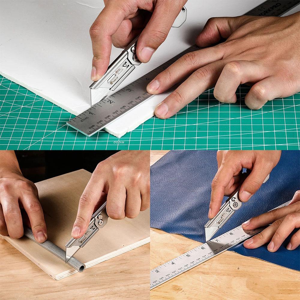 WORKPRO WP211016 Paslanmaz Çelik Gövde Katlanır Rötuş Maket Bıçağı