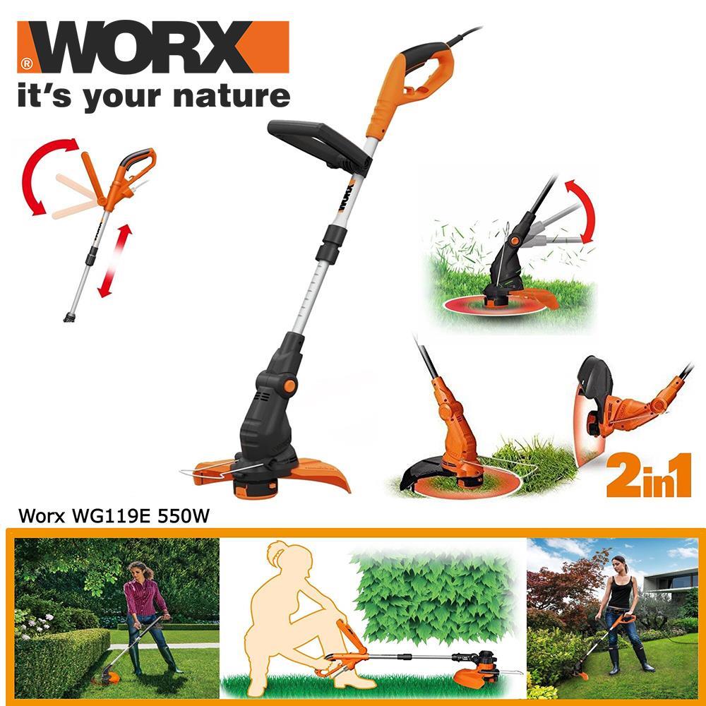 WORX WG119E 550Watt 30cm Elektrikli Teleskobik Saplı Misinalı Çim ve Kenar Kesme 
