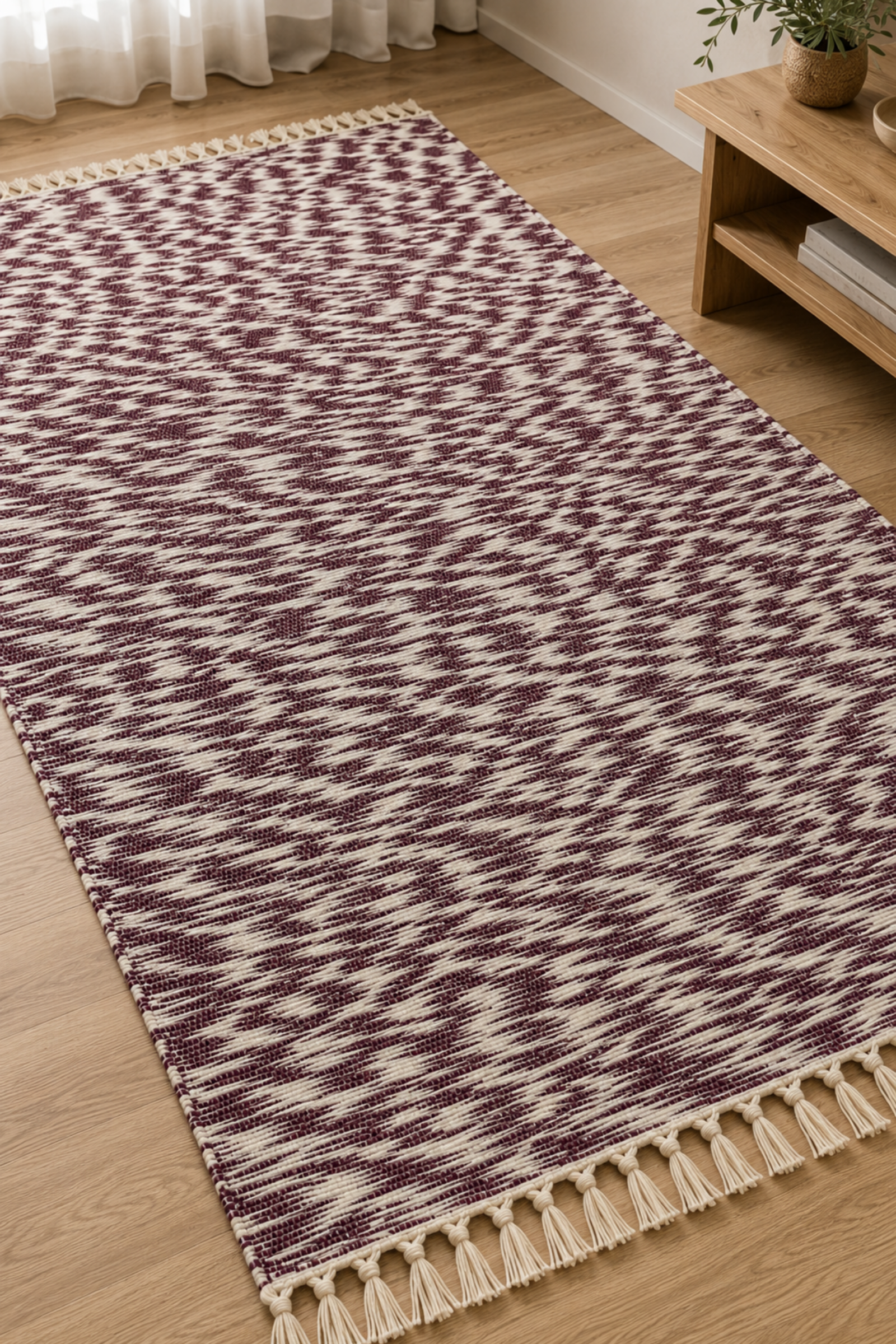 El Dokuma Kahverengi Çizgili Kilim  Bahtiyar İpek Kilim