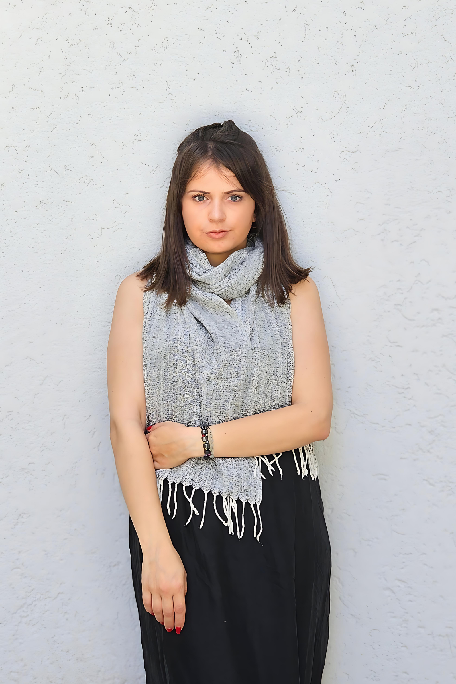 Gri El Dokuma Kamçıbaşı İpek Şal  Bahtiyar İpek Şal