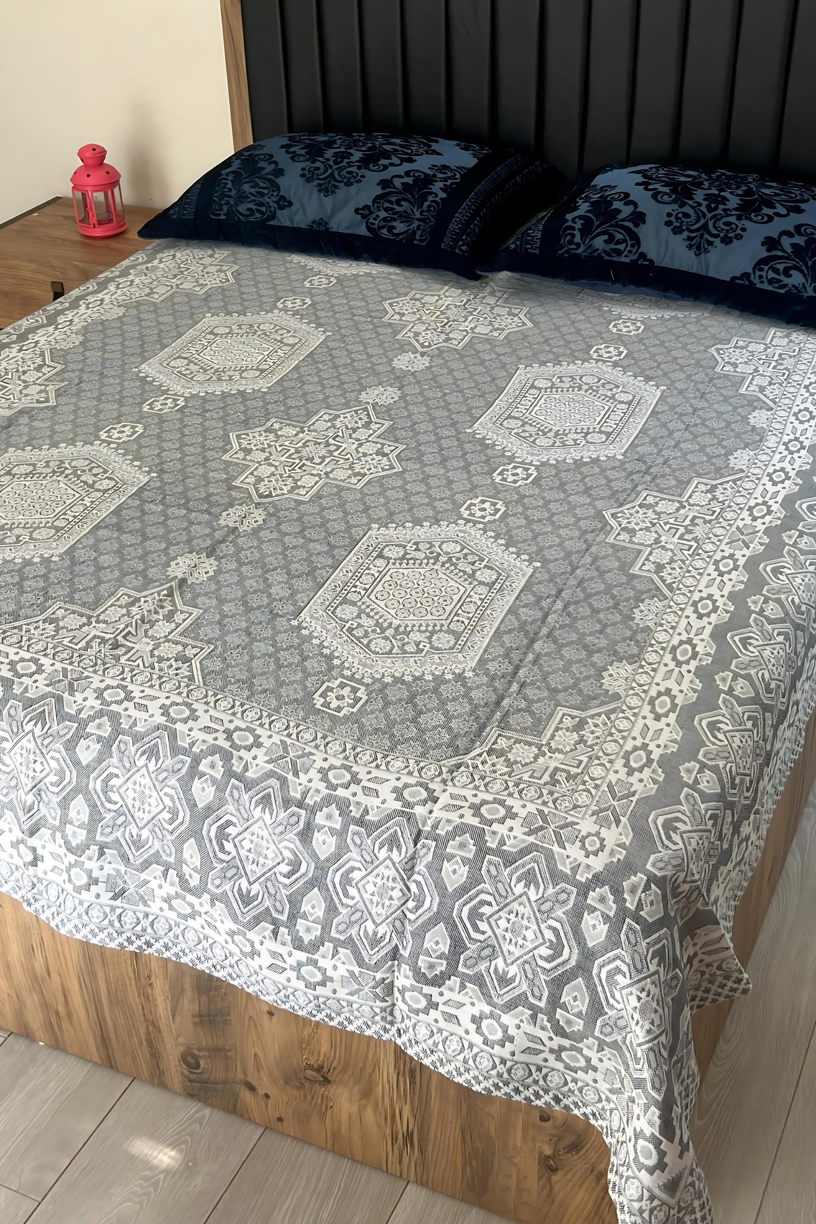 Gri Geniş Desenli Yöresel Pike  Bahtiyar İpek Pike