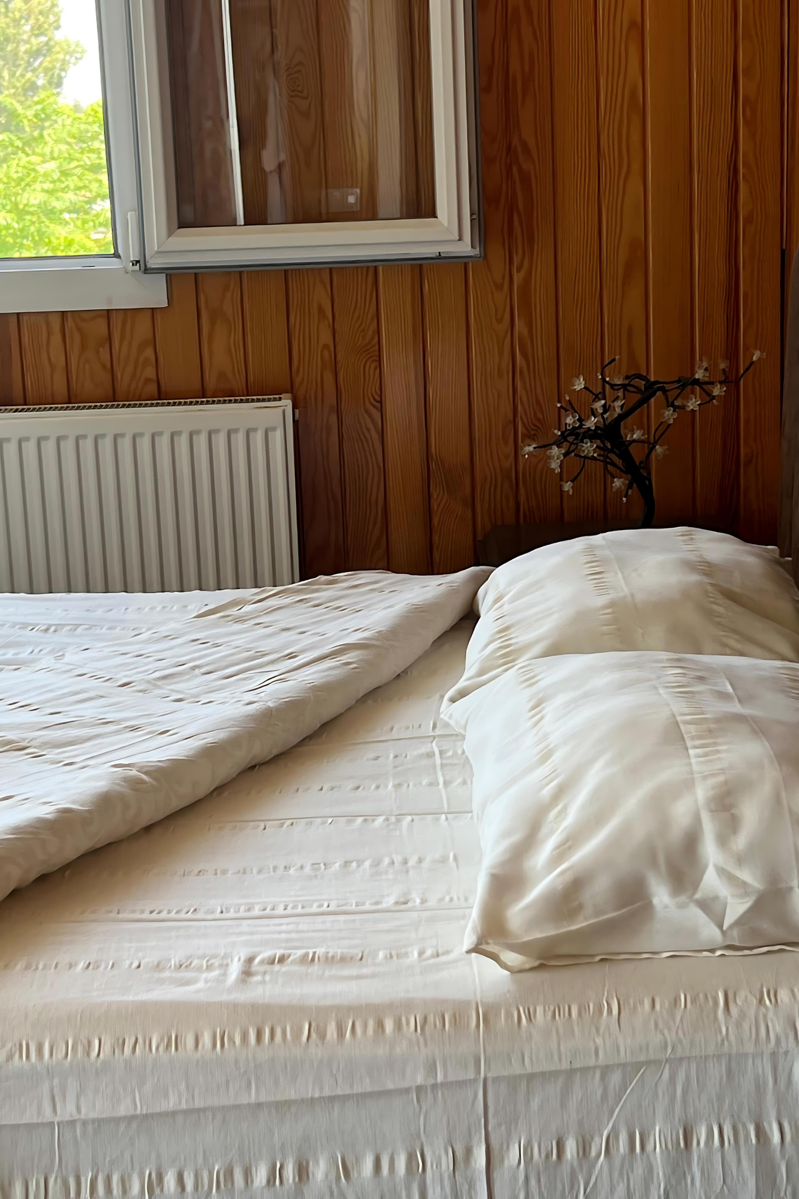 Ham Renk Pamuk İpek Nevresim Takımı  Bahtiyar İpek Nevresim Takımı