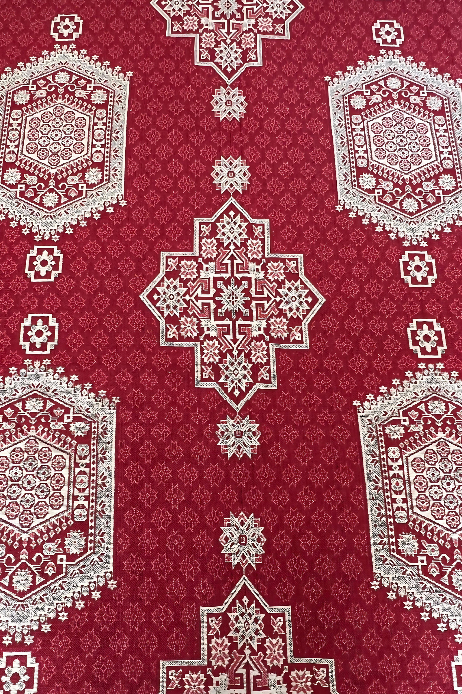 Kırmızı Geniş Desenli Yöresel Pamuk Pike  Bahtiyar İpek Pike