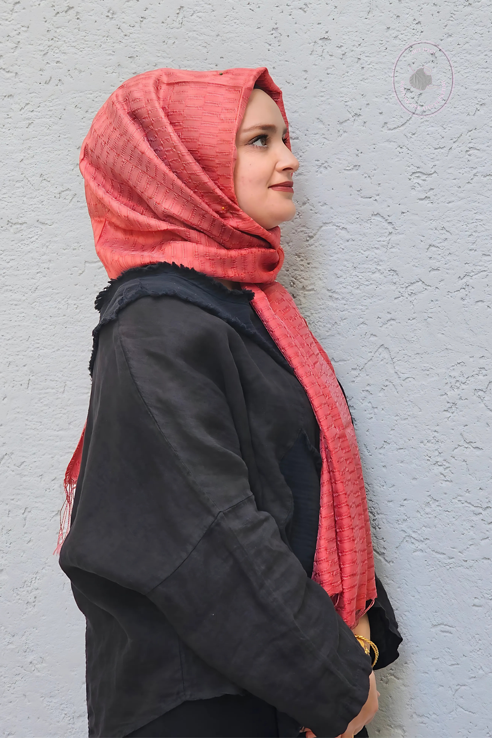 Pembe Kare El Dokuma İpek Şal  Bahtiyar İpek Şal