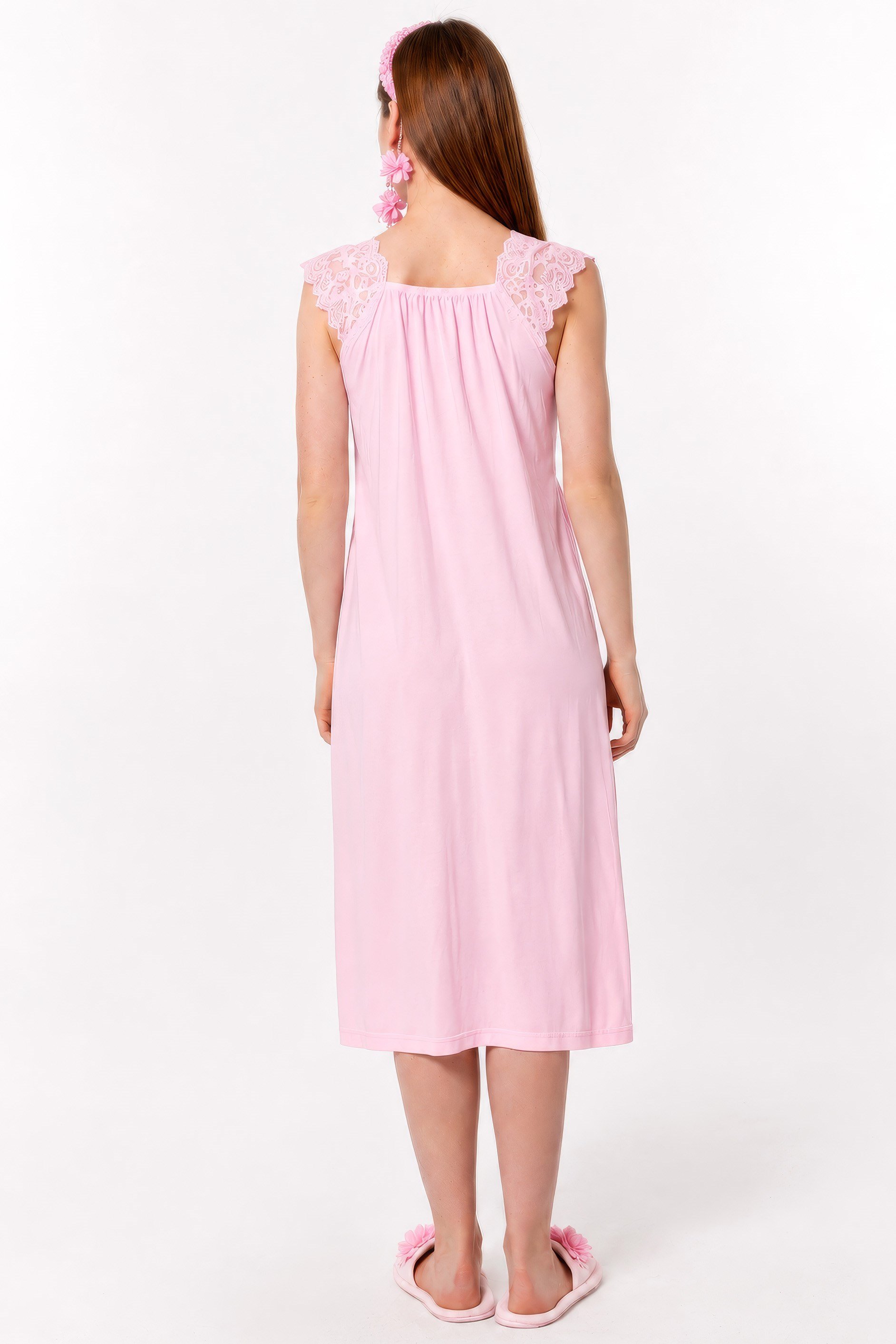 223042 Pembe Dantelli Hamile Lohusa Gecelik