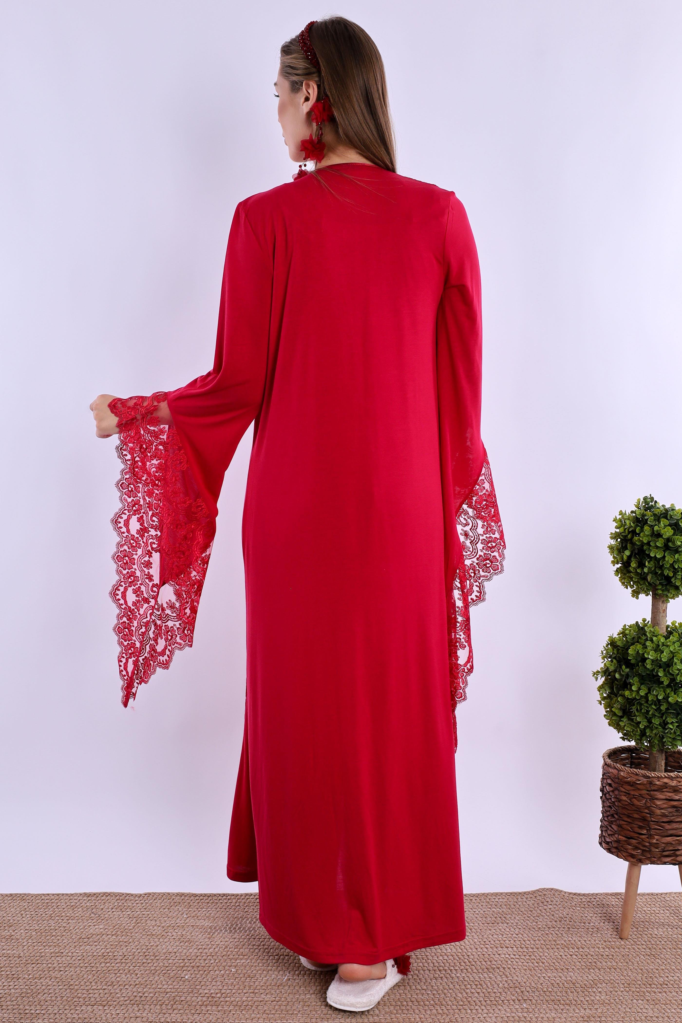 230202 Vişne Dantelli Hamile Lohusa Set