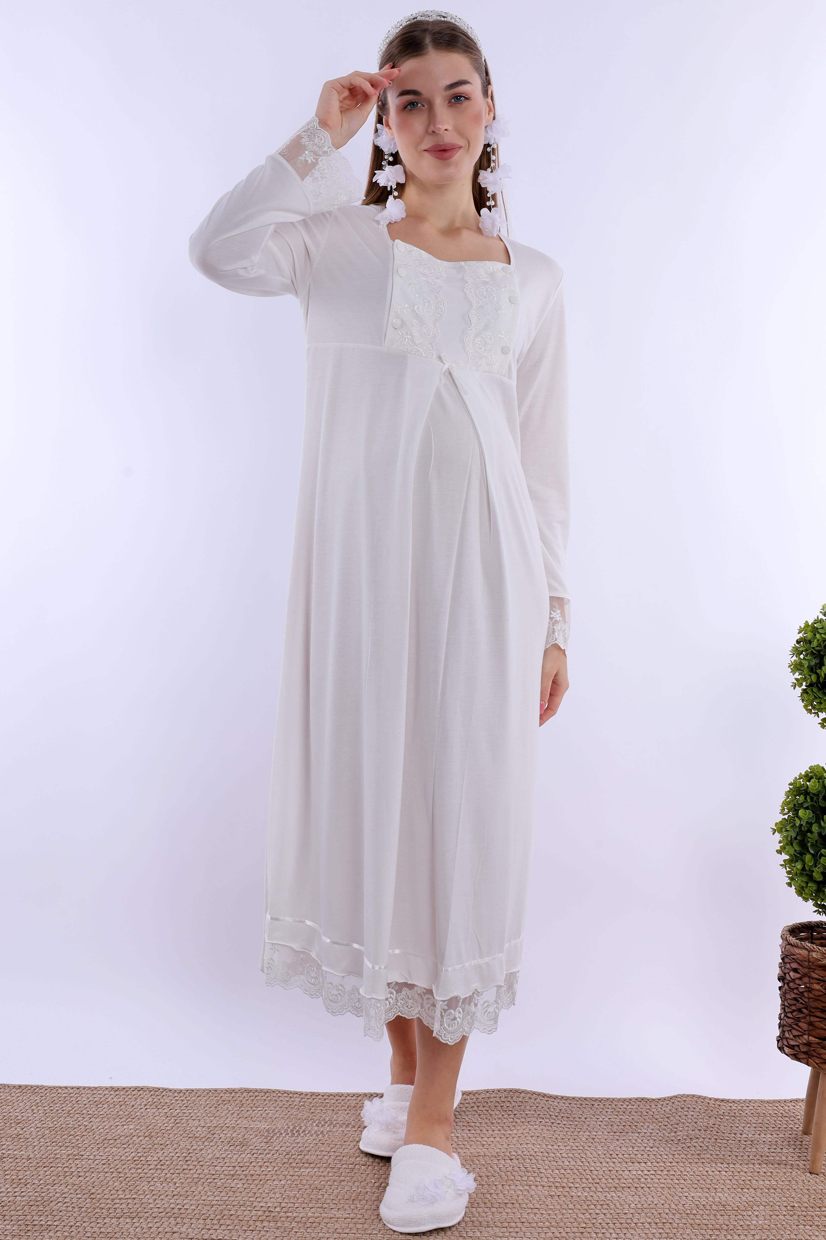 230432 Ekru Hamile Lohusa Gecelik