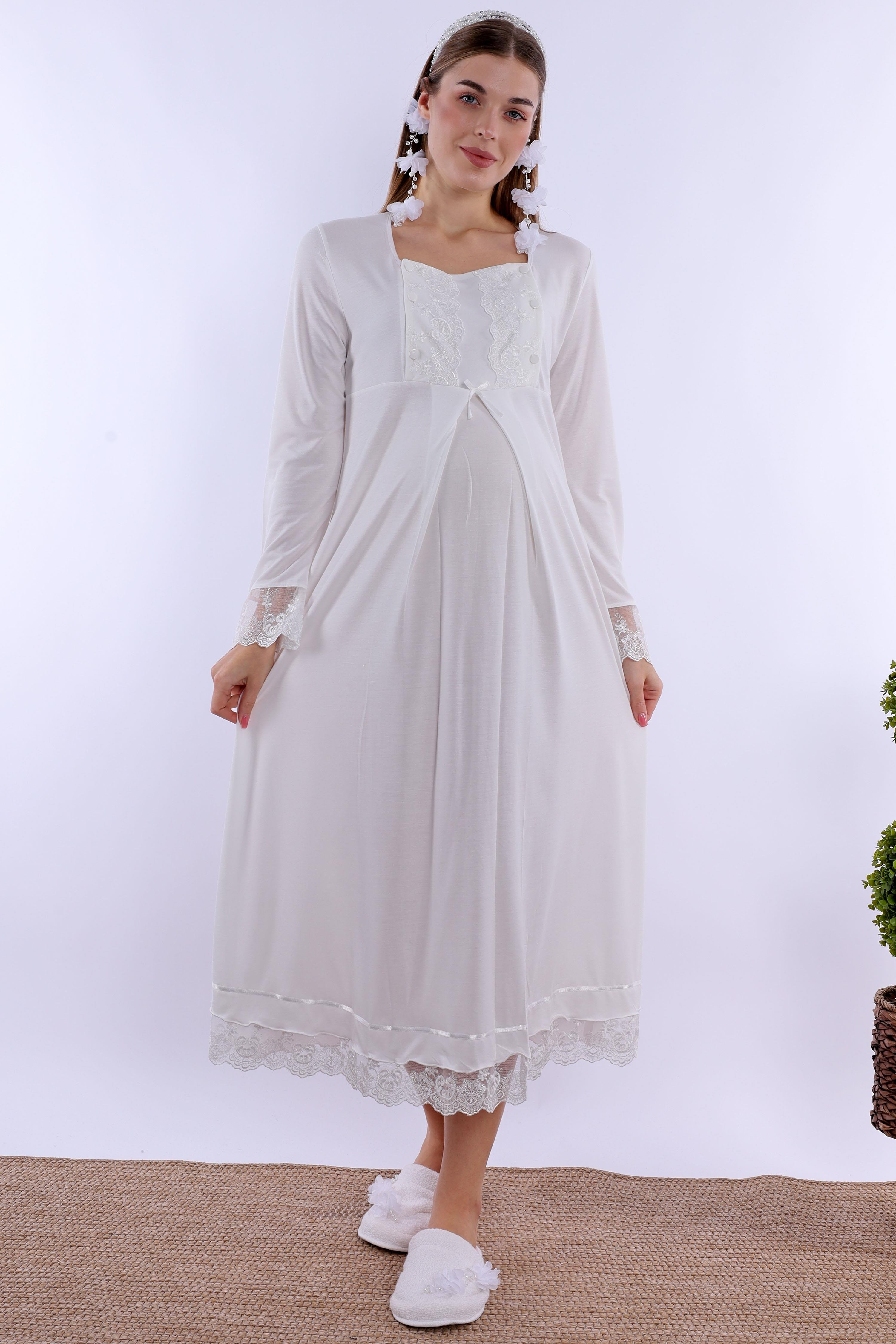 230432 Ekru Hamile Lohusa Gecelik