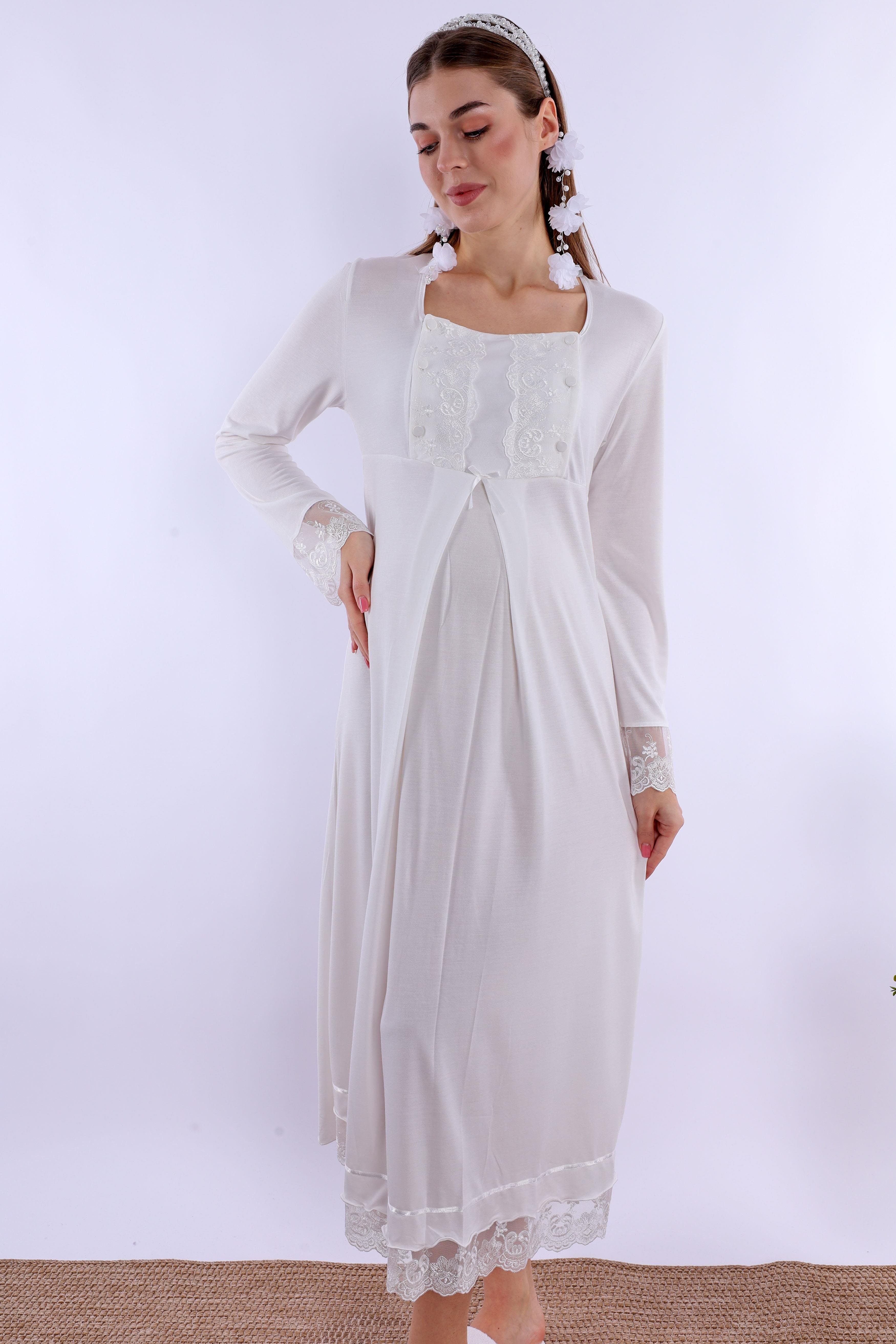 230432 Ekru Hamile Lohusa Gecelik