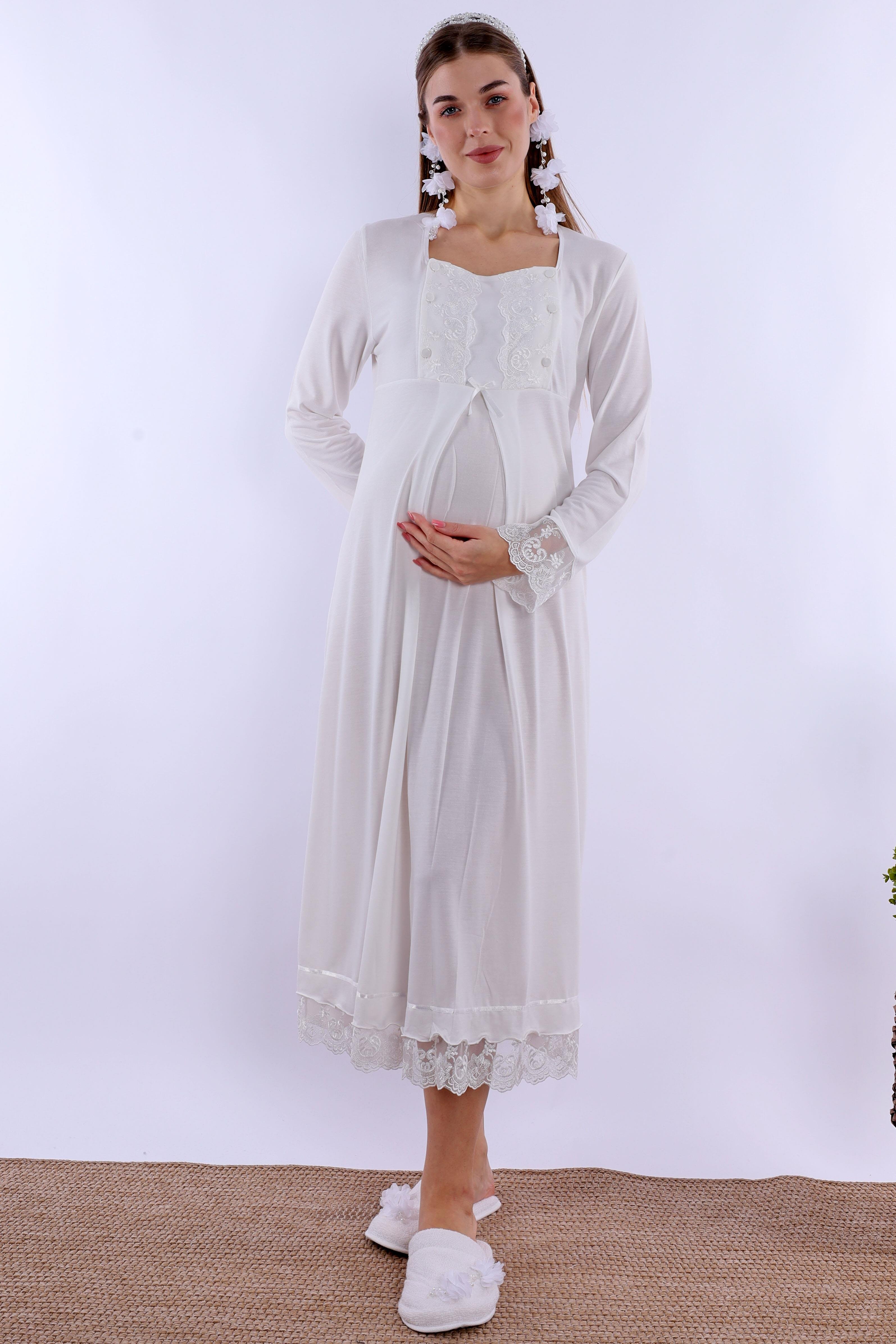 230432 Ekru Hamile Lohusa Gecelik