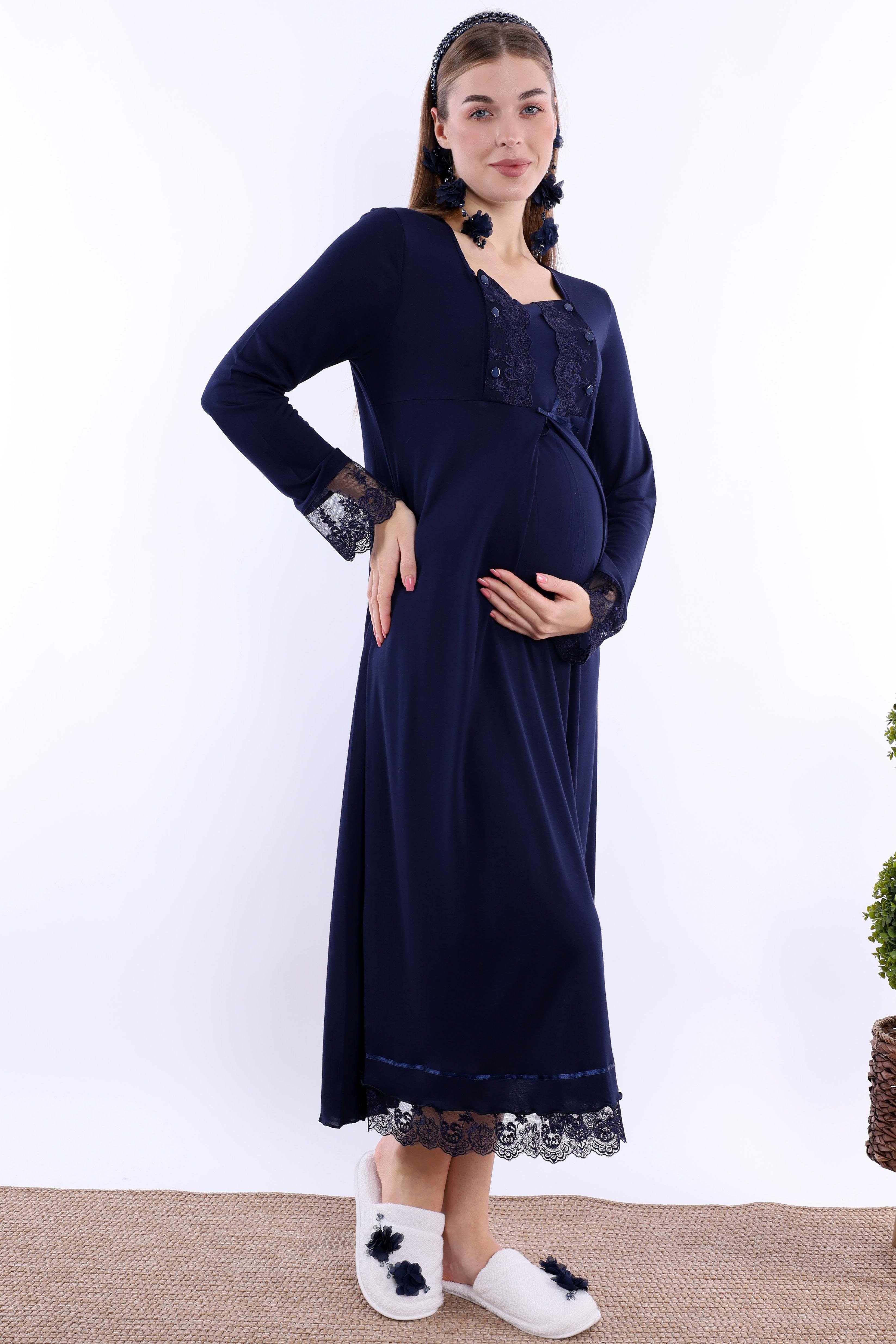 230432 Lacivert Hamile Lohusa Gecelik