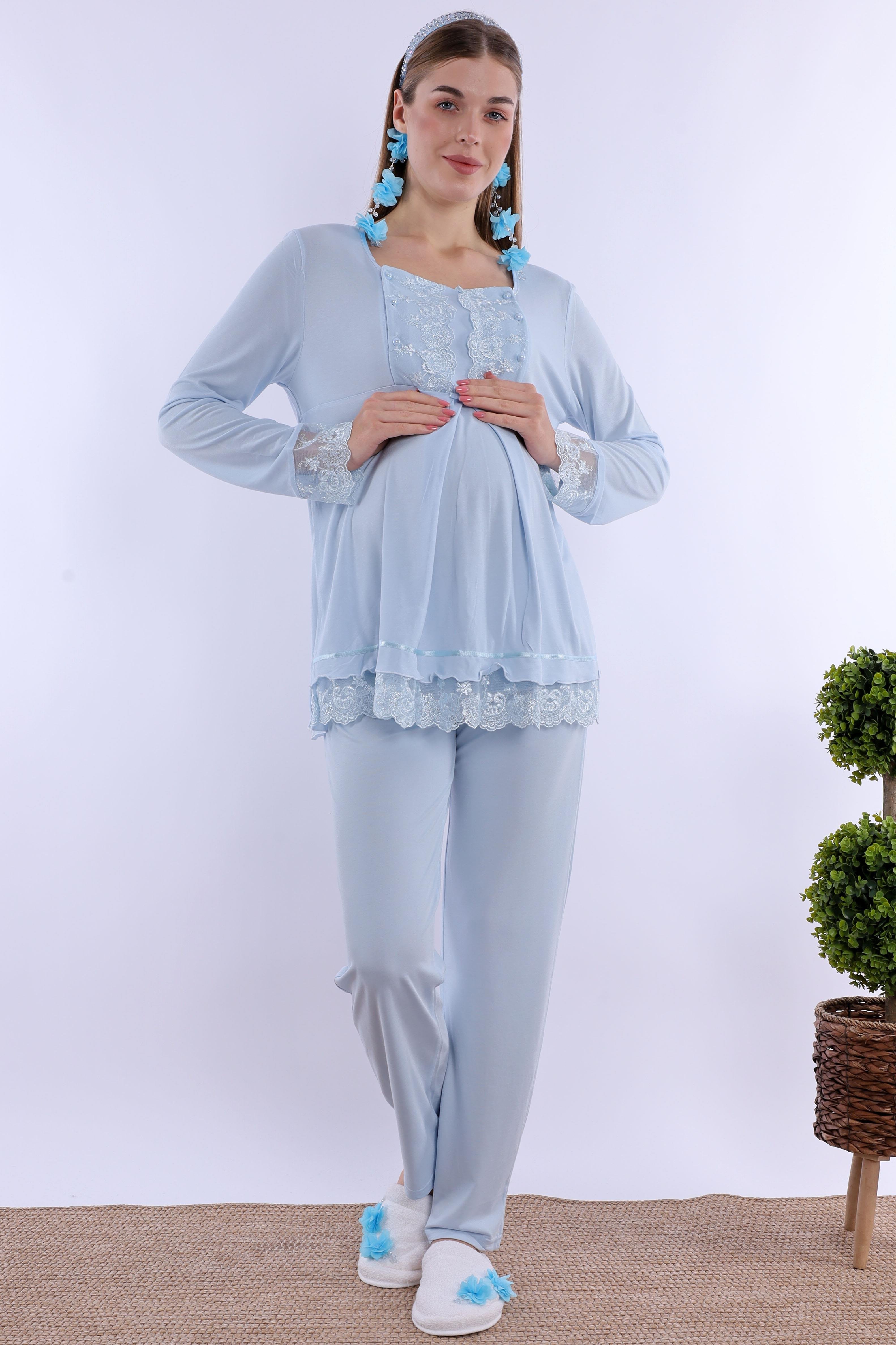 230452 Mavi Hamile Lohusa Pijama Takımı